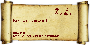 Komsa Lambert névjegykártya